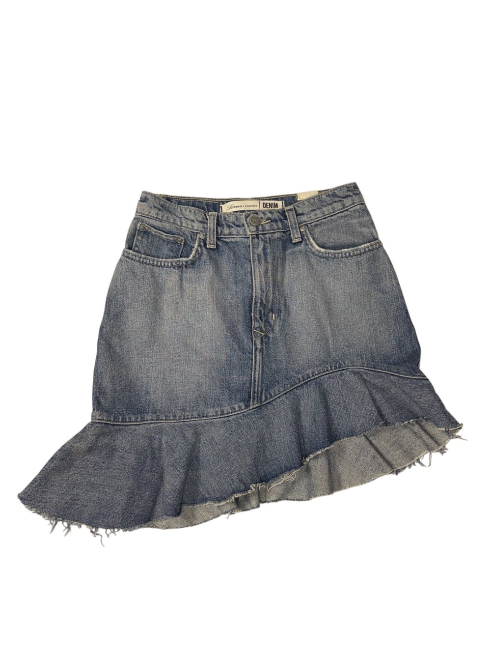Revolve Lovers + Friends Landon Mini Denim Skirt Skirt Womens Size 26 Ruffle